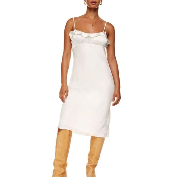 Aritzia Women's Ivory Satin Midi Dress Small - Picture 1 of 3